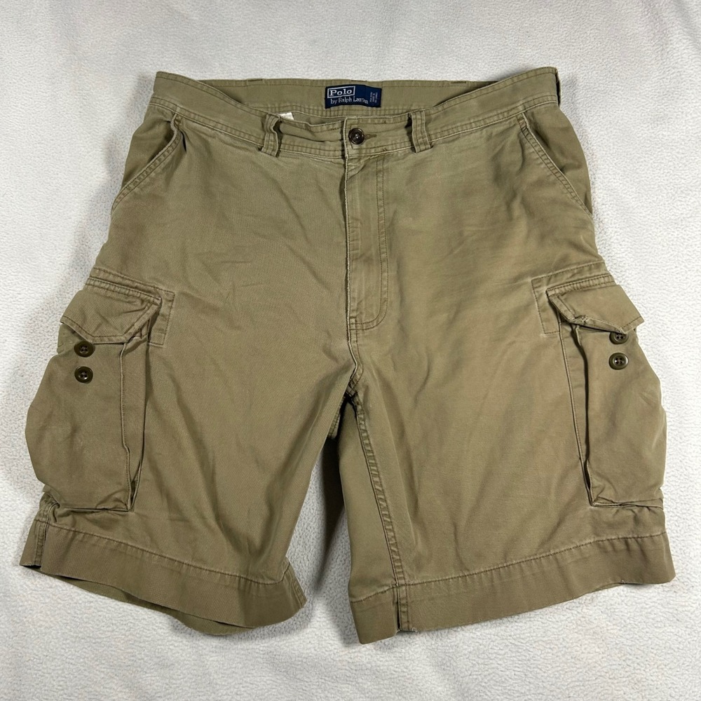 Polo Ralph Lauren Mens Tan Cotton Twill Cargo Shorts Khaki Size 36 Classic Fit